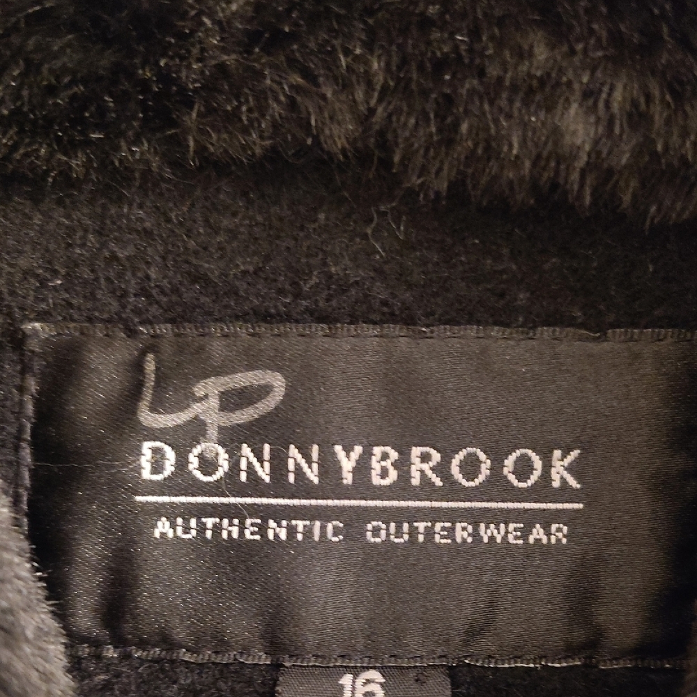 Donny Brook Elegant Black Overcoat Duster Maxi Hoodie Plus Size 16 Coat HMBC - Picture 2 of 16